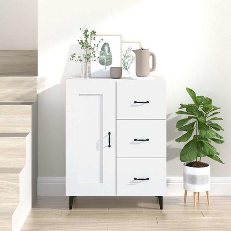 Buffet - Armoire de rangement Enfilade Blanc 69,5x34x90 cm Bois d'ingénierie BV288042 - BonneVie (1/5)