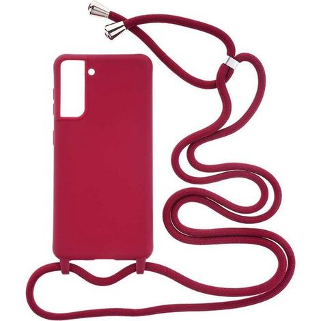 Coque arrière souple avec cordon pour Samsung Galaxy S21 - Rouge foncé mat - Étui de protection (1/4)