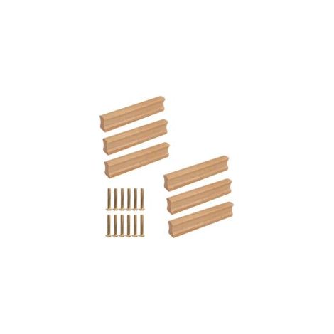 CSPARKV Lot de 6 boutons de tiroir pour meubles de cuisine, 96 mm, en bois de hêtre, pour meubles de cuisine, commodes et tiroirs. (1/5)