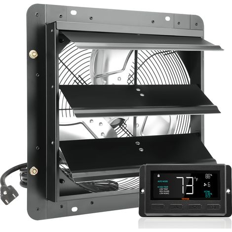 VEVOR Extractor de Persiana con Controlador de Temperatura y Humedad, Motor EC, 1513 CFM, Ático de Montaje en Pared Ajustable de 10 Velocidades, para Invernaderos, Garajes, Cobertizos 35,8 x 35,8 cm