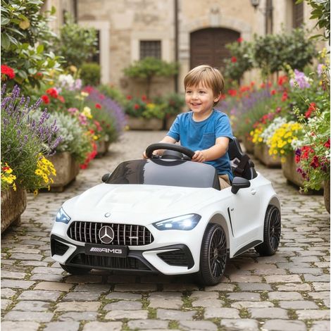 Coche eléctrico infantil Mercedes-AMG blanco 12V con mando, LED y música HAVRYA (1/3)