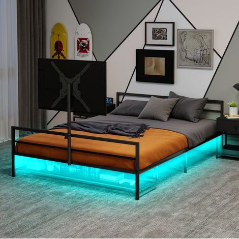 cama con almacenaje LED de hierro negra OKMYHOME (1/5)