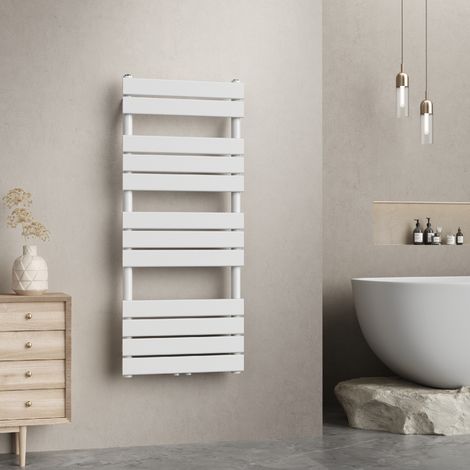 Radiador toallero mural Voss 615 W 12 lamas acero 120x50 cm - Blanco [neu.haus]