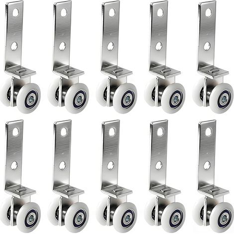 Roulette Porte Coulissante Placard, Lot de 10 Roulettes Porte Coulissante, Roulette Baie Vitrée Coulissante, Pour Portes Coulissantes, Douches, Rideaux et Meubles, Diamètre 19 mm (1/5)