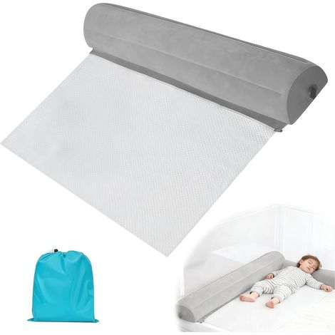 Barrière de lit de voyage, protection contre les chutes gonflables, pour tout-petits, portable, pliable, antidérapante, avec rembourrage de sécurité, convient pour les lits d'enfants (1/5)