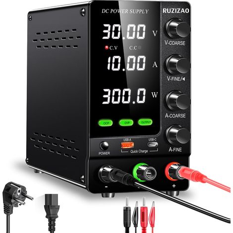 Alimentation de Laboratoire 30V 10A Alimentation Laboratoire Réglable avec OCP/OVP/Interrupteur de Sortie/Encodeurs de Précision, Alimentation de Banc de Laboratoire avec 18W USB Charge Rapide (1/5)
