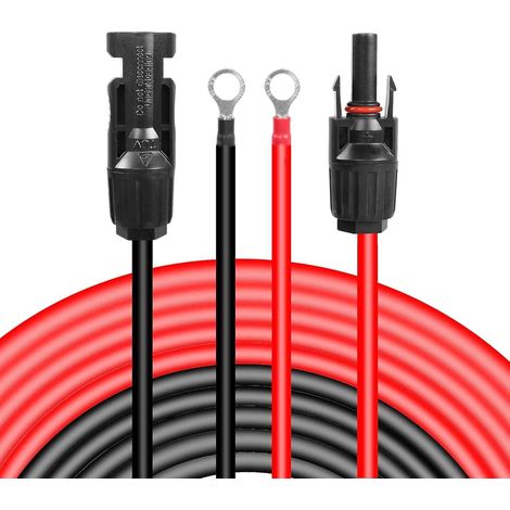 Solarsys® - 2m DC Câbles 10AWG 4,0mm² d’Extension Photovoltaïques,avec Connecteur Femelle et Mâle Adaptateur de Fil de Câblage de Panneau Solaire pour Batterie d'Onduleur de Générateur Solaire …
