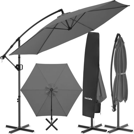 Parasol à pied déporté pivotant 360° inclinable 3 x m gris