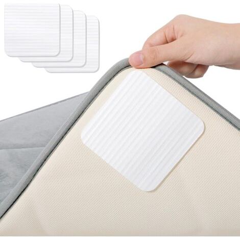 QORVA-Tapis Antidérapant 10 x 10 cm, Anti Derapant Tapis Lavable, Antidérapant Tapis Coupeable, sous Tapis Antidérapant, Anti Glisse Tapis pour Cuisine Chambre Salon Salle de Bain - 4 Pièces