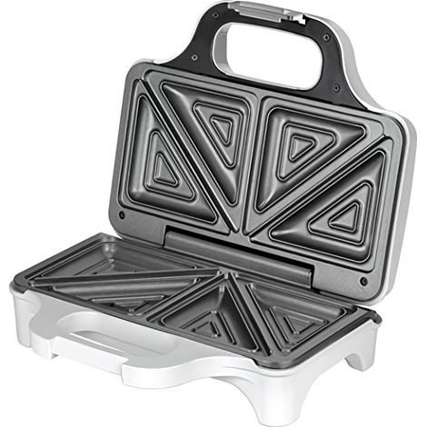 MPM MOP-34 Appareil à Sandwichs pour 2 Sandwiches, 4 en forme de Triangle, Antiadhésif 900W Blanc
