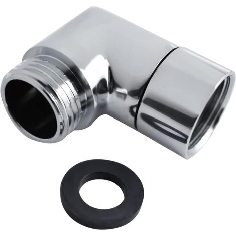 Adaptateur de pommeau de douche à 90° - Angle de 1/2" - Compatible avec pommeau de douche - Rallonge de flexible de douche - Argenté (1/5)