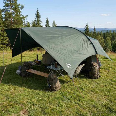 Tarp de Camping Imperméable Bâche de Protection Polyester Vert Armée 695 x 580 x 200 cm - PANGIVO (1/5)