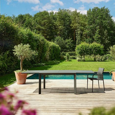 Table de jardin en aluminium gris extensible 6/10 pers. (1/5)