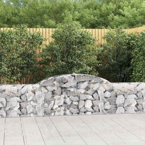 Paniers à gabions arqués 5 pcs  Mur en gabion Clôture de gabion 300x30x60/80 cm Fer galvanisé 34396