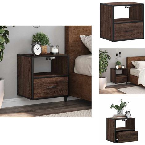 Table de chevet murale chêne marron 40x31x39,5 cm - Table De Chevet Murale - Tables De Chevet Murales - Armoire - Armoire De Chevet (1/5)