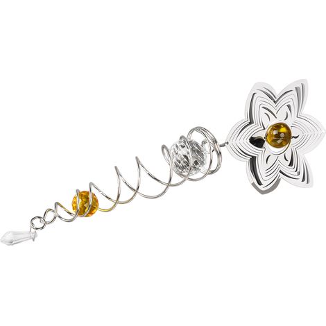 Spirales Vent 15cm Acier Inoxydable Ligne Pêche Fer Tournant 6 Pétales Fleur Déco Cadeau Jardin (1/5)