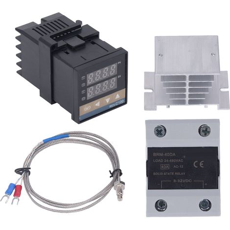 Thermostat numérique PID, régulateur de température de chauffage rapide et précis avec thermocouple SSR K, dissipateur thermique blanc, 100-240 V, 40 A (1/5)