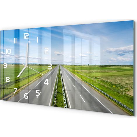 Horloge Murale Salle à Manger 60x30 cm Verre Trempé Design Contemporain Autoroute (1/5)