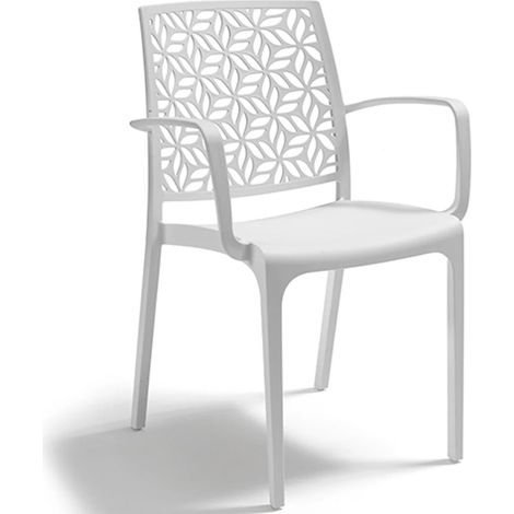 SEDIA RESINA CON BRACCIOLI "NINFA" BIANCO