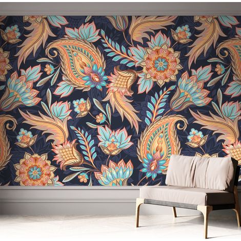 Papier peint adhésif autocollant pour salon chambre à coucher tendance et originale Motif floral 312x219 cm (1/5)