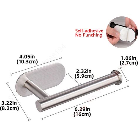 Porte-papier toilette adhésif argenté, support de rangement mural pour cuisine et salle de bain, distributeur de mouchoirs en acier inoxydable, sans perçage. (1/5)