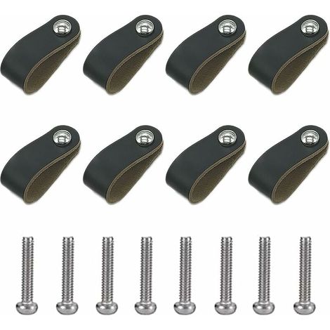 Leather Handle Parts. Cabinet Handle in Black Leather. Leather Handle With Screw. Soft PU Leather Door Handle. Easy to Install. Suitable for All Kinds of Cabinet Doors and Drawers (1/5)