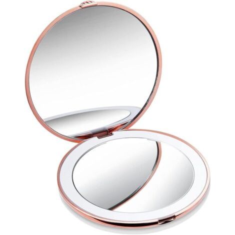 Miroir Lumineux De Poche, Grossissant 1x / 10x – Led Miroir À Main De Maquillage Avec Éclairage Naturel, 10cm De Diamètre, Compact Et Portable Pour Voyage ( Rose)