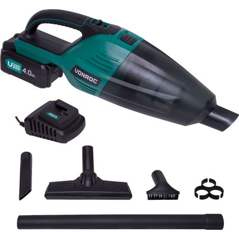 VONROC Aspirador de mano - VPower 20V - Depósito de 0,5L - Juego completo incl. 1x batería de 4,0Ah, cargador, 3 boquillas y tubo de extensión (1/5)