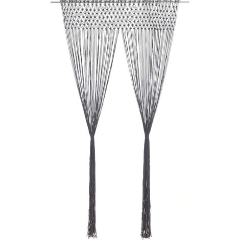 Maison Exclusive - Makramee Vorhang Anthrazit 140x240 cm Baumwoll (1/5)