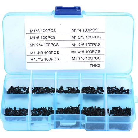 Boulons autotaraudeurs, Kit d'assortiment de vis M1 M1.2 M1.4 M1.7 1000 pièces de fixation à petites vis à tête cruciforme pour la réparation électronique (1/4)