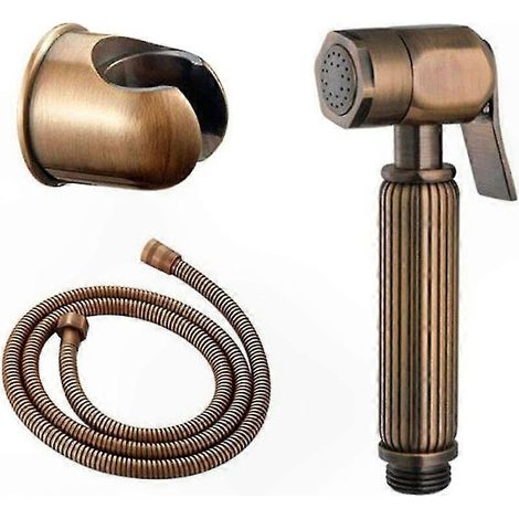 Wandmontiertes Bidet-Set für die Toilette, Handbrause mit Schlauch und Halterung, Badezimmeraccessoire aus Messing, Vintage-Retro-Stil (1/2)