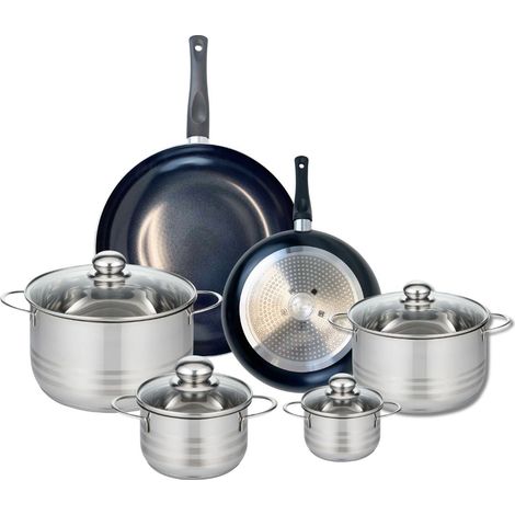 Ensemble de 2 Poêles de cuisson 24 et 32 cm et 4 faitouts 12, 16, 20 et 24 cm Elo Prima Brillant (1/5)