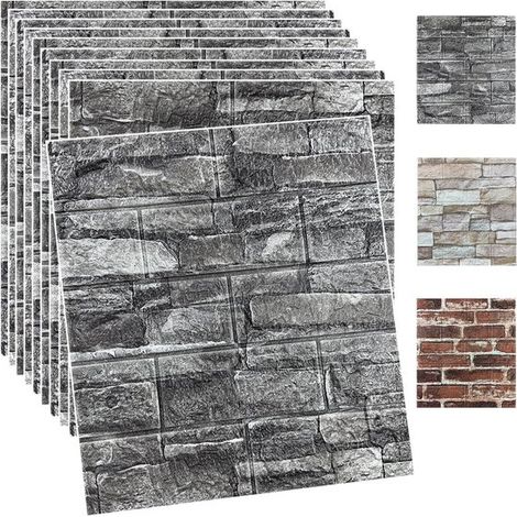 Paneles de pared de espuma 3D 10 piezas, Autoadhesivos, retro ladrillo blanco, 7 mm grosor, Impermeables resistentes impactos, pared TV cocinas (1/5)
