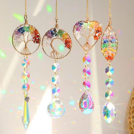 Attrape-soleil en verre, pièces en forme de feuilles de lune, attrape-soleil à suspendre pour fenêtres et jardin