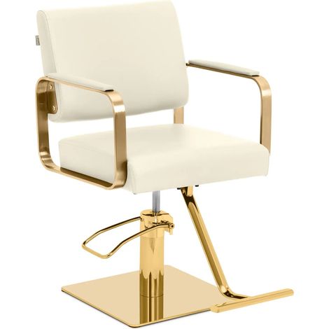 Poltrona da parrucchiere con poggiapiedi 94 x 59 x 88 cm 200 kg crema oro 140008969