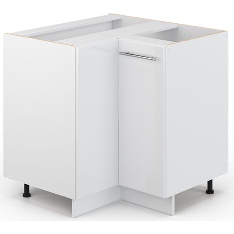 Meuble d'angle Fame-Line, Blanc Haute brillance, 80.5 cm sans plan de travail, Vicco