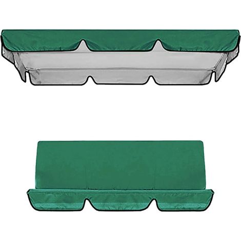 Lot de 2 housses pour fauteuil à bascule, Fokelyi, protection pluie, vertes, 164 x 114 x 15 cm + 130 x 140 x 8 cm (1/5)