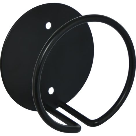 Patère en cerceau, platine ronde plate diamètre 100 mm, P. 58 mm, en acier noir (1/3)