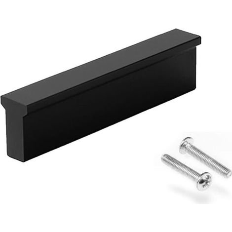 Poignée Meuble,2 Pièces Poignee de Meuble Cuisine Noir Poignet de Porte Cuisine Noire Entraxe 96mm Poignet Tiroir Alliage D'aluminium Poignée de Placard avec Vis
