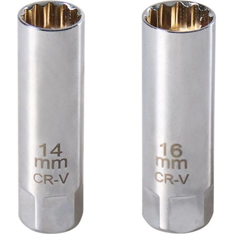 Lot de 2 douilles de bougie d'allumage 16 mm et 14 mm  Clé à bougie d'allumage automobile pour un entretien sans effort du moteur (1/4)