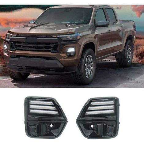 A pair of LED front fog lights for Chevrolet Colorado 23-24, with daytime running lights and sequential turn signals. (1/5)