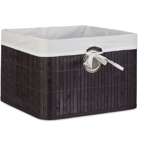 Cestino portaoggetti pieghevole per ripiani 20 x 31 x 31 cm con fodera rimovibile atmosfera naturale in bambù beige 130005766
