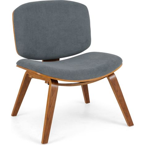COSTWAY Modern Accent Chair Upholstered Side Chair with Curved Backrest-Brown (1/5)