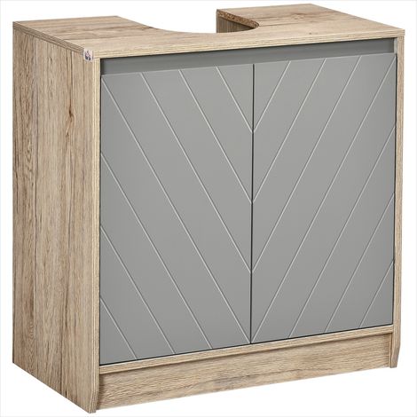 Meuble de salle de bain Meuble sous lavabo 2 portes avec étagère (1/5)