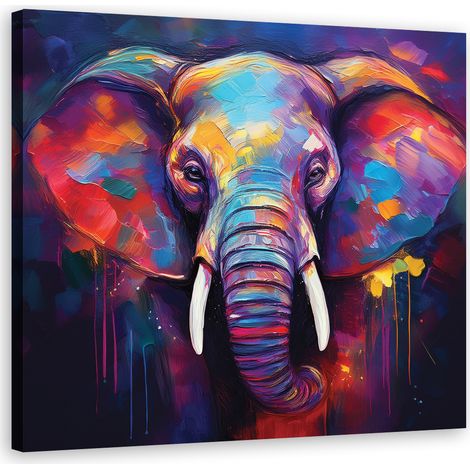 Quadro su tela, Animali Pop Art Elefante - 40x40 (1/5)