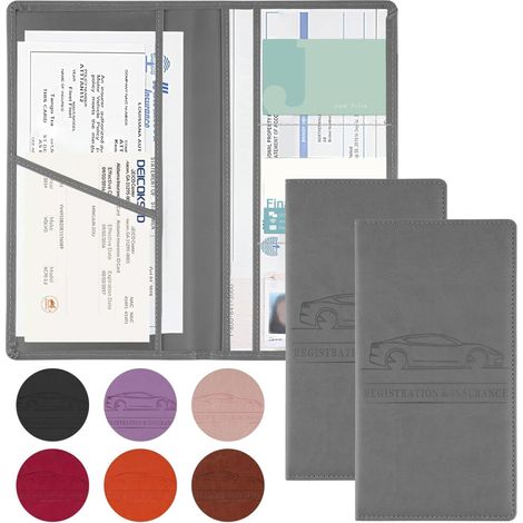 Adatto per porta carte di immatricolazione e assicurazione auto in pelle PU, chiusura magnetica, organizer multi-tasca per vano portaoggetti – compatibile con patente di guida/carta d'identità standar