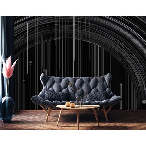 Fototapete Abstrakt Schwarz Weiß, für Wohnzimmer und Schlafzimmer, 300 x 210 cm – Komplettset inkl. Kleister & Anleitung (1/5)