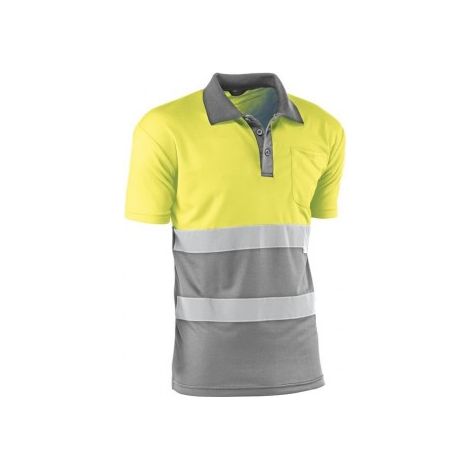 HV720BCGRIS/L POLO MANGA CORTA 100% POLIESTER DE 140 GR./MÂ² CON BANDAS REFLECTANTES CO - JUBA