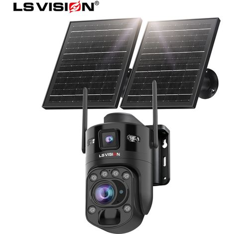 Caméra de surveillance solaire 4G LS VISION UBoxPro, double objectif 6 MP et double écran, AOV + PIR 2 en 1, PTZ 360° 355°/100°, zoom 36x, détection humanoïde IA 80 m,vision nocturne couleur et infrar (1/5)