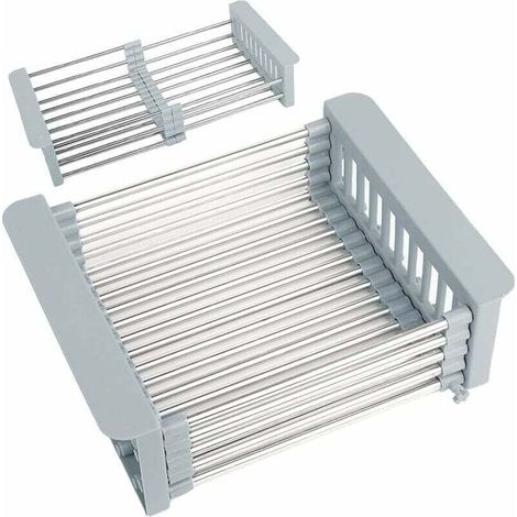 Égouttoir d'évier extensible en acier inoxydable réglable 30x22,5x9,5 cm Ortviai (1/4)